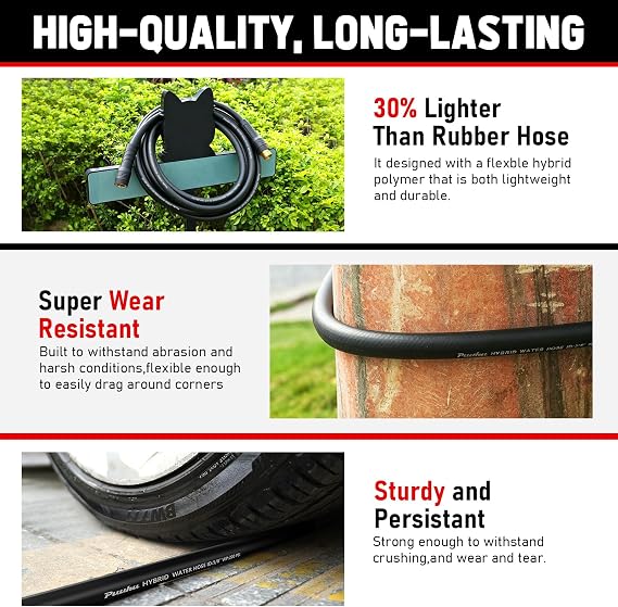 Garden Hose 6ft x 5/8, NON-EXPANDABLE Heavy Duty Premium Flexible Hose