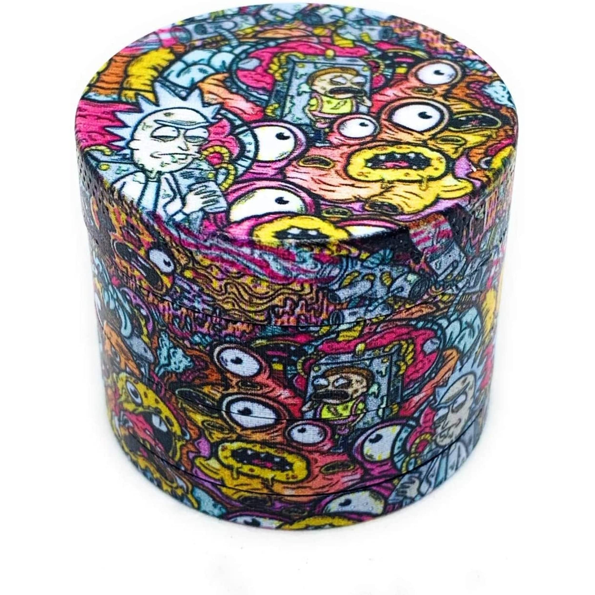 Rick and Morty 4-delige kruidenmolen van zinklegering, duurzaam, robuust, DAMS, gedroogde kruidenmolen met kleine magnetische pollenspatel voor perfecte sluiting (blauw 40 mm Rick and Morty 4-delige kruidenmolen van zinklegering, duurzaam, robuust, DAMS, gedroogde kruidenmolen met kleine magnetische pollenspatel voor perfecte sluiting (blauw 40 mm
