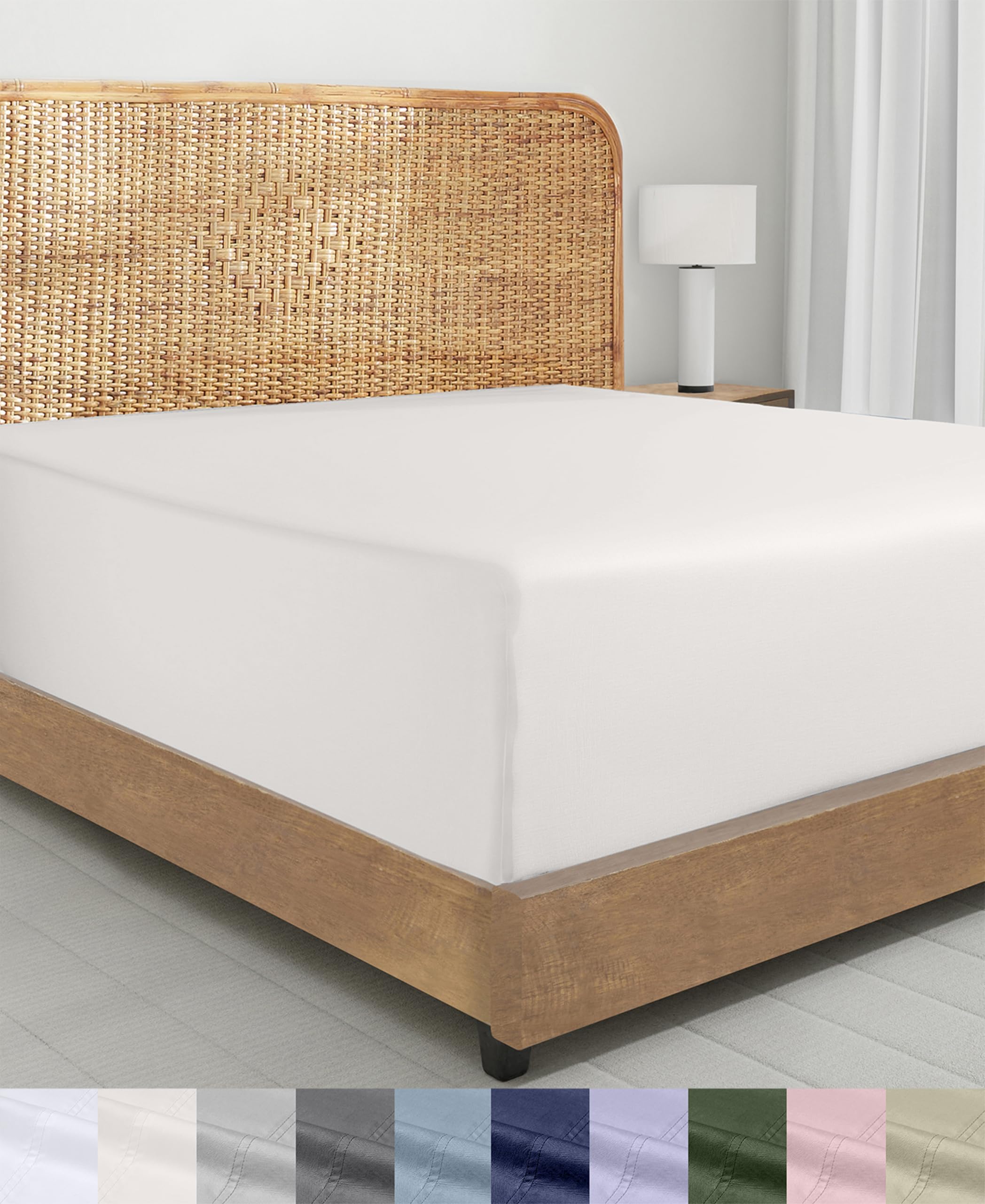 California Design Den 100% Organic Cotton Queen Fitted Sheets, True Ivory