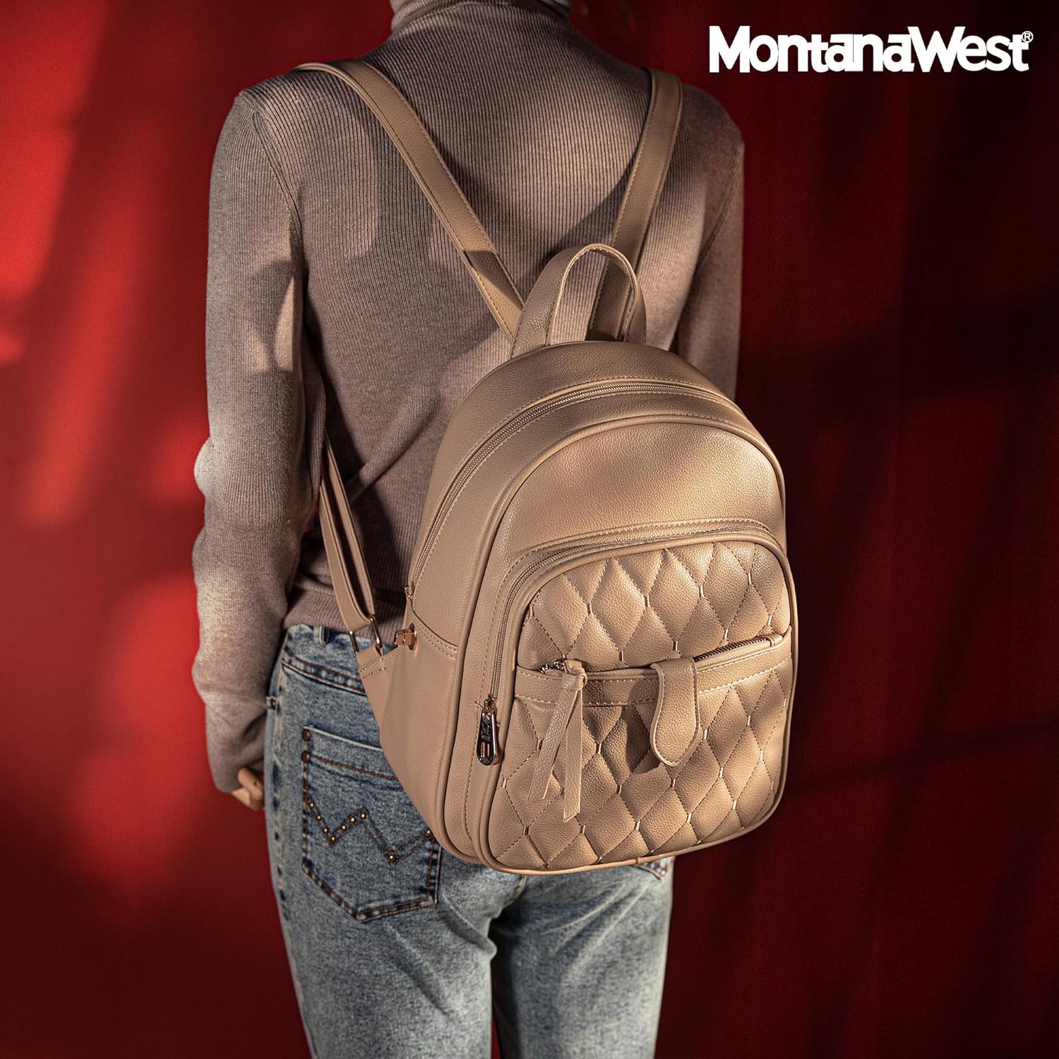Montana West 3Pcs Anti Theft Backpack Purse for Women Small Quilted Backpack Set - Image 2