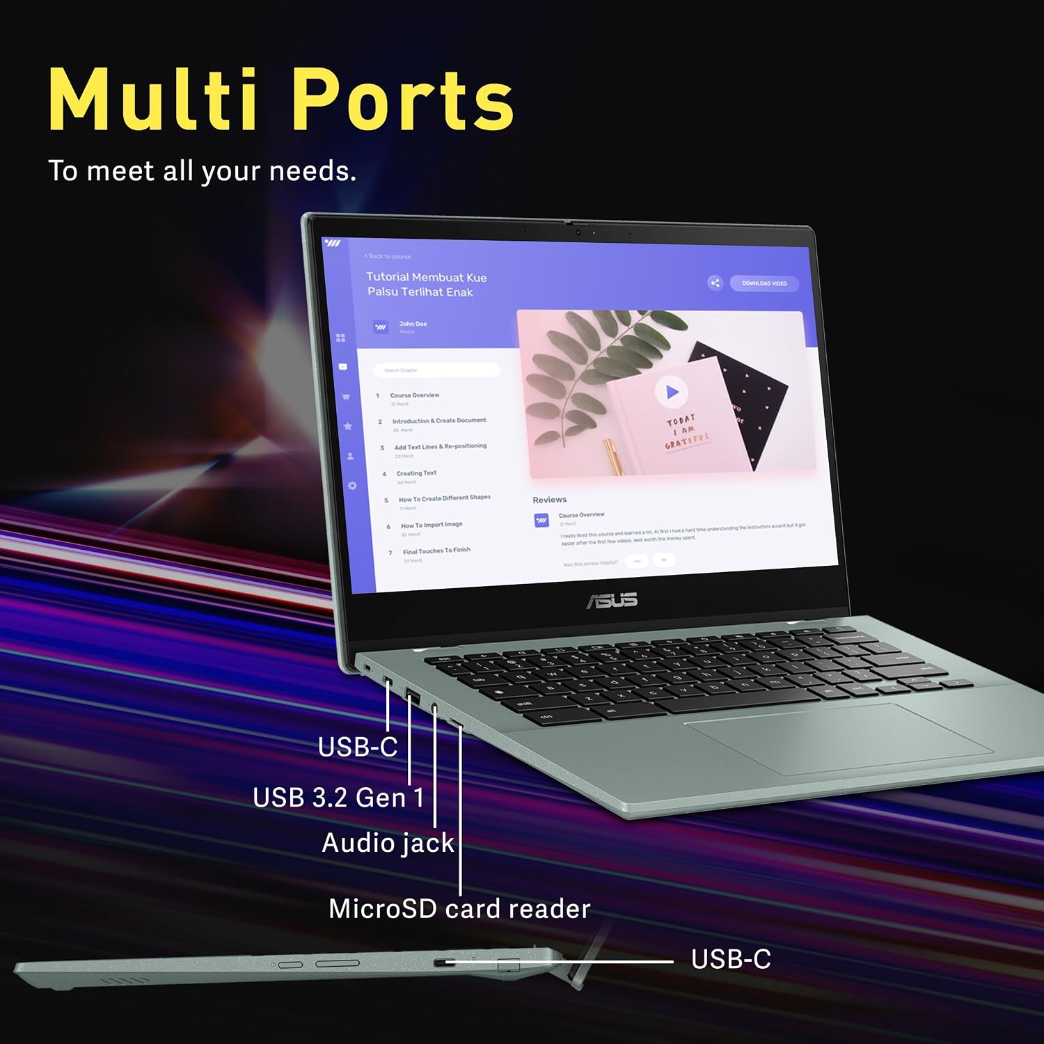 ASUS Chromebook Flip 14" FHD Touch Laptop, MediaTek Kompanio 520, 4GB RAM, 64GB eMMC, MediaTek Integrated Graphics, 720p HD Webcam, Chrome OS, WiFi 6, Gray Green(Renewed)