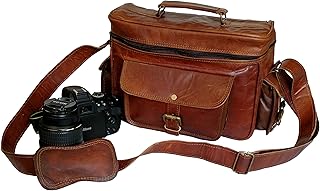 Borsa per fotocamera da uomo in vera pelle DSLR con protezione tracolla a tracolla in stile classico vintage
