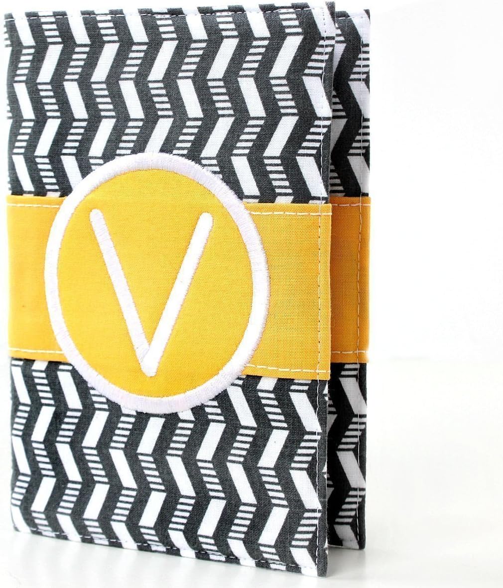 Monogrammed Journal or Sketchbook with Handmade Reusable Fabric Cover - 8 Zig Zag Color Choices