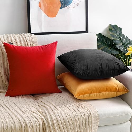 Miniatura 4 de Thmyo Paquete de 2 fundas de almohada cuadradas decorativas de terciopelo suave y sólido, fundas de cojín acogedoras para sofá, sofá, cama,