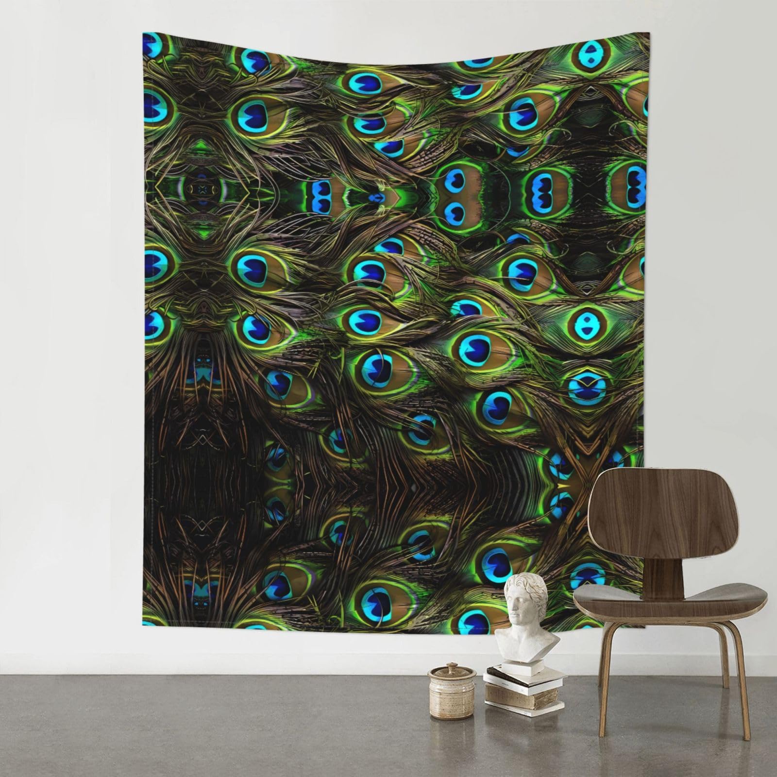 YYHHAOFA Peacock Feather Prints 60x51in Wall Tapestry Boho Chic Dorm Decor & Beach Throw Blanket