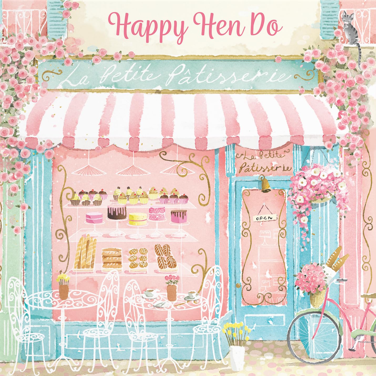 Hunts England, La Petite Patisserie Hen Party Card For Her, Charming Pink Bakery, Pretty French Cafe Design, Happy Hen Do - Image 2