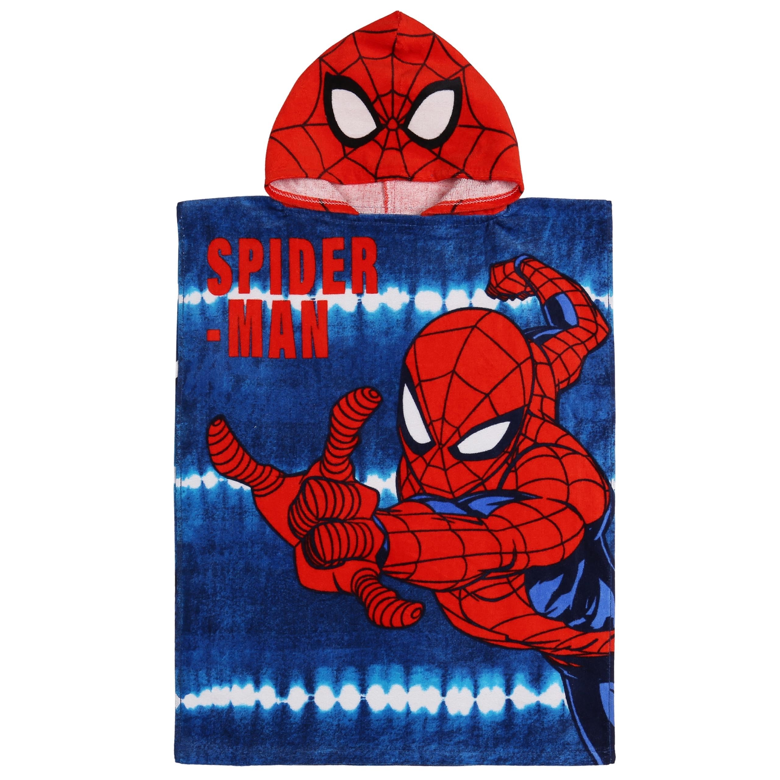 sarcia.eu Asciugamano da piscina, poncho con cappuccio ad asciugatura rapida per bambini da spiaggia, (Stitch, Minnie Mouse, Minecraft, Marvel) 100% cotone (MARVEL SpiderMan, S)