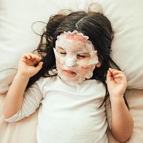 Miniatura 3 de Hoja de mascarilla facial de fruta real para niños, hecha con 100% algodón, hidrata, calma e hidrata la piel (fresa, paquete de 5)