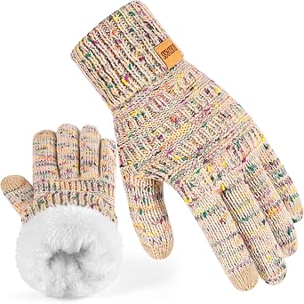 REDESS Winter Warm Gloves for Women Fleece Lined Touchscreen Texting Knit Gloves for Cold weather