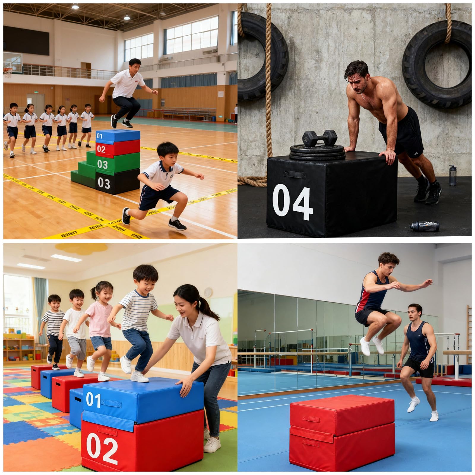 Plyo Box Impilabile in Schiuma 75x55x35cm per Allenamento Salto Crossfit