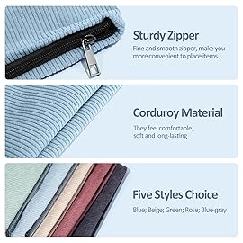 MAANGE Cosmetic Bags for Women Small Makeup Bag for Purse Corduroy Makeup Pouch Travel Makeup Bag with Metal Zipper Make Up Bag for Travelling(BLUE)