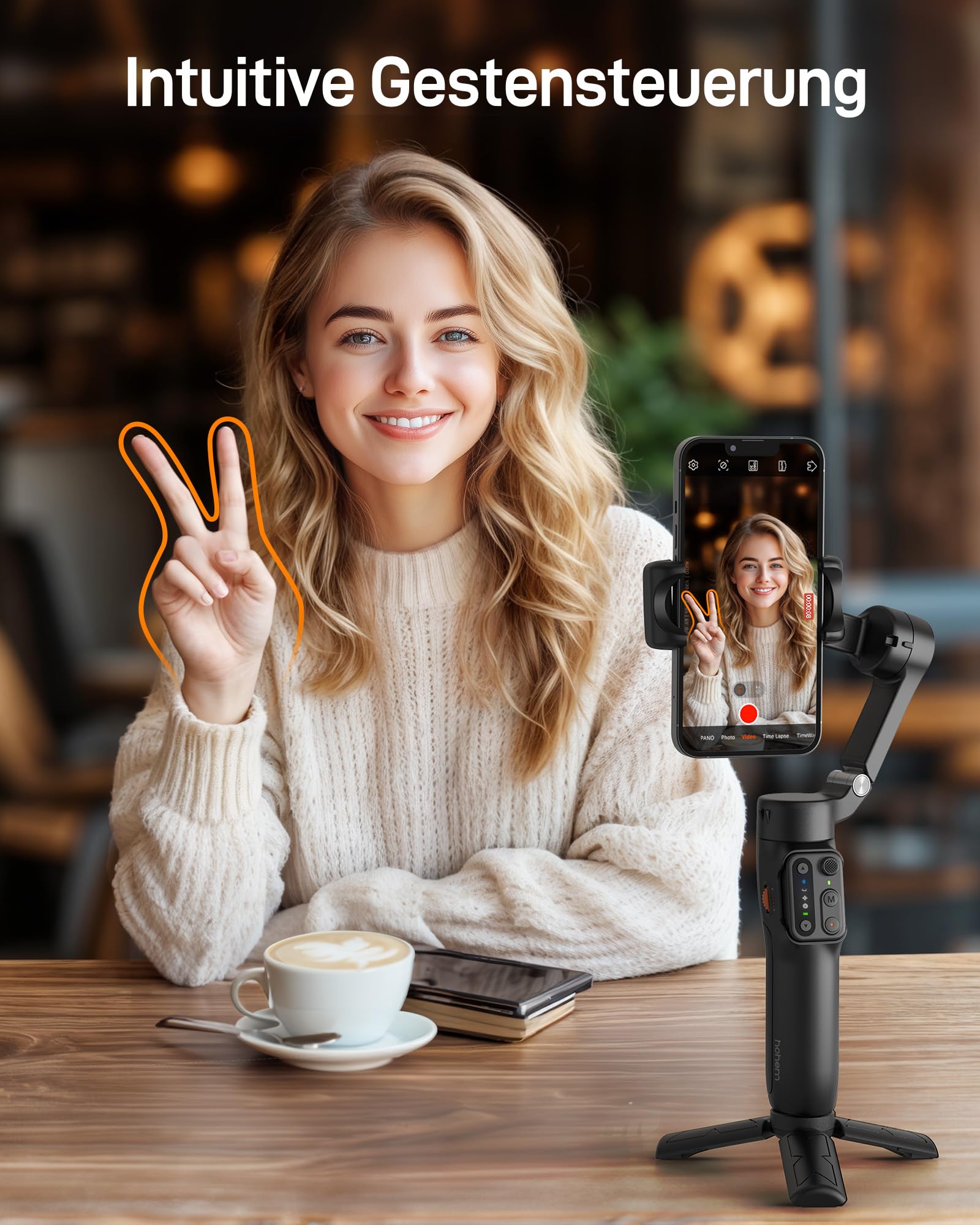 hohem iSteady X3 SE Gimbal Smartphone, 3-Achsen Gimbal Stabilisator, leichtes & faltbares Design mit abnehmbarem Fernbedienung, 11-Stunden-Akku, ideal für Vlogging, Selfies und Reisen