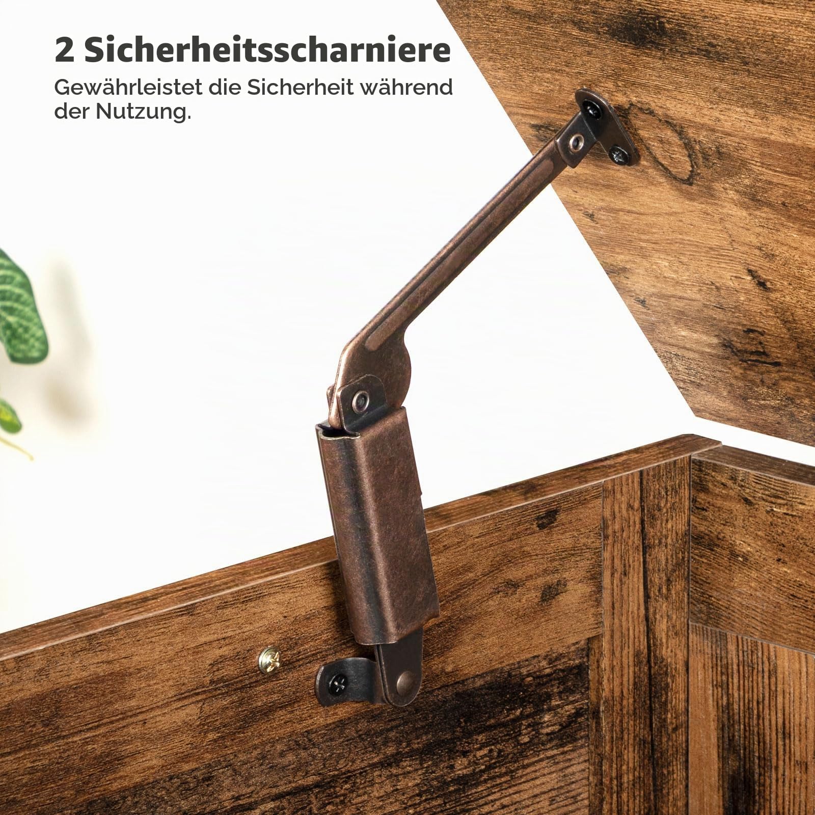 HOOBRO Truhen, Schuhbank mit 2 Deckeln, Aufbewahrungstruhe, Aufbewahrungsbox mit interner Trennwand, für Eingangsbereich, Wohnzimmer, Schlafzimmer, Vintagebraun EFG102CW01