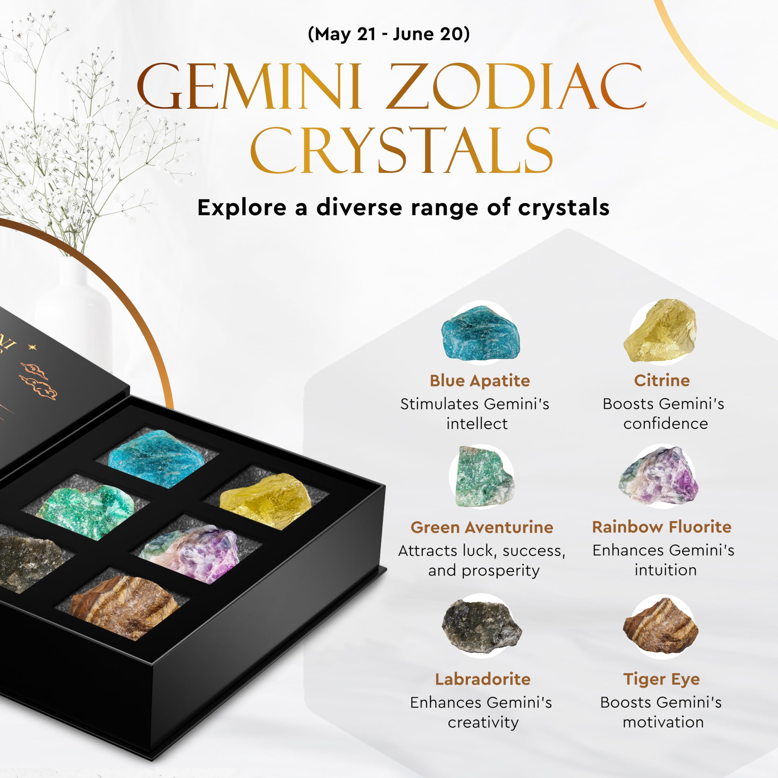 Amazon.com: Wyspell Gemini Crystal Set - 6 Raw Gemini Crystals and