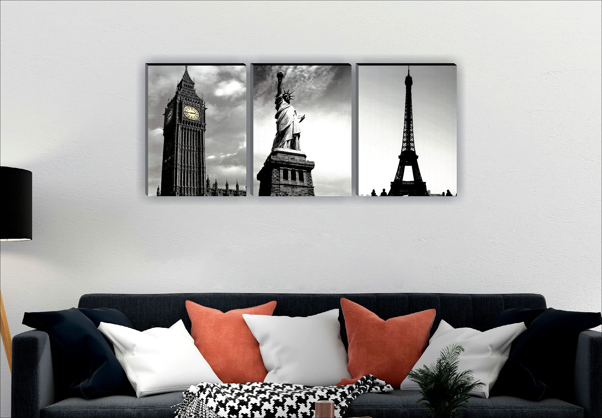 SAF Tower Textured Panel Paintings - Set of 3 -3 SAF Tower Textured Panel Paintings - Set of 3 -3