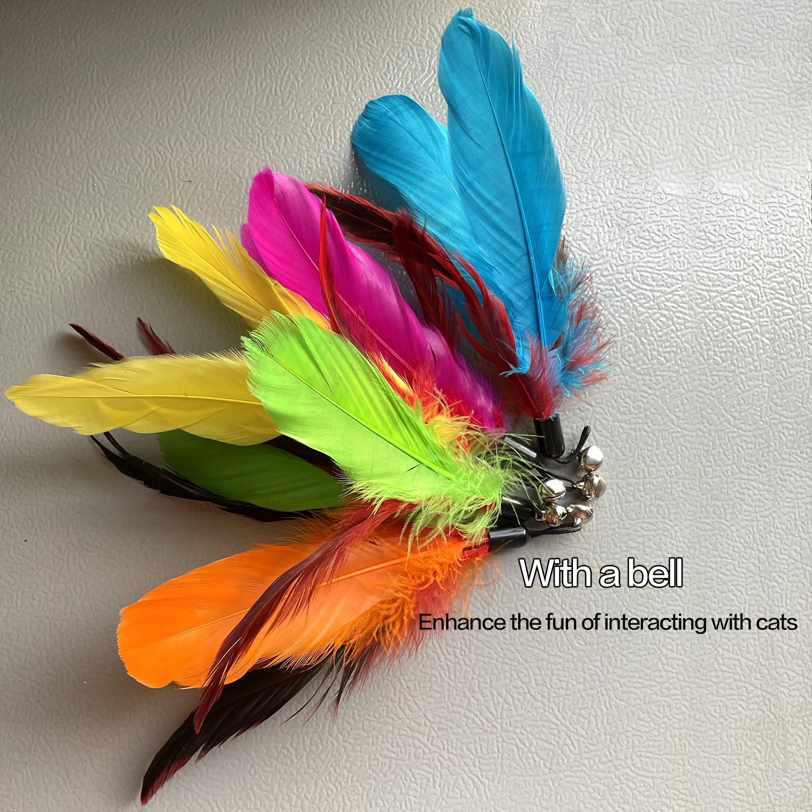 AcceLeah Recambios de varita de juguete para gatos, plumas naturales de pájaros, libélula y gusano de libélula, juguete de plumas de gato de repuesto para varita de gato (17 piezas (sin ojos))