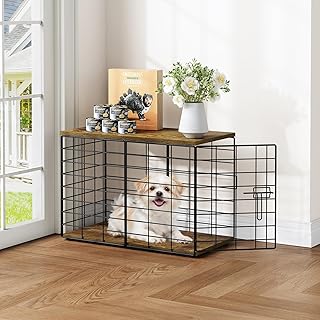 24 Inch Extra Small Dog Crate Furniture - Stylish Durable Indoor Dog Kennel with Storage Top & Secure Lock, Dog Crates for Small Dogs Under 10 lbs, Decorative End Table Pet House