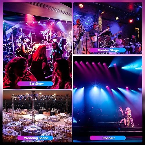 Vista 8 de BETOPPER Luces DJ DMX activadas por sonido, 54 x 3 W LED par luces RGB luz de escenario DMX, iluminación DJ Par para iglesia, concierto, boda