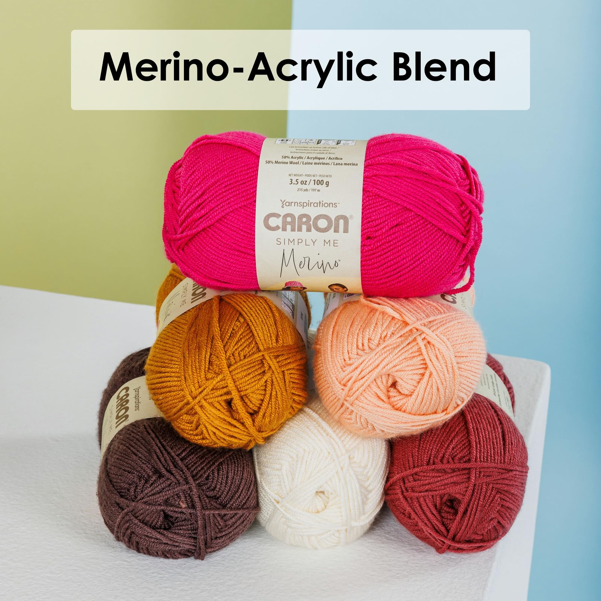 Caron Simply Me Merino-Garn Granatapfelrot, 3 Stück, 100 g, 50% Acryl, 50% Merinowolle, #3 DK (hell), 215 Meter – Stricken/Häkeln
