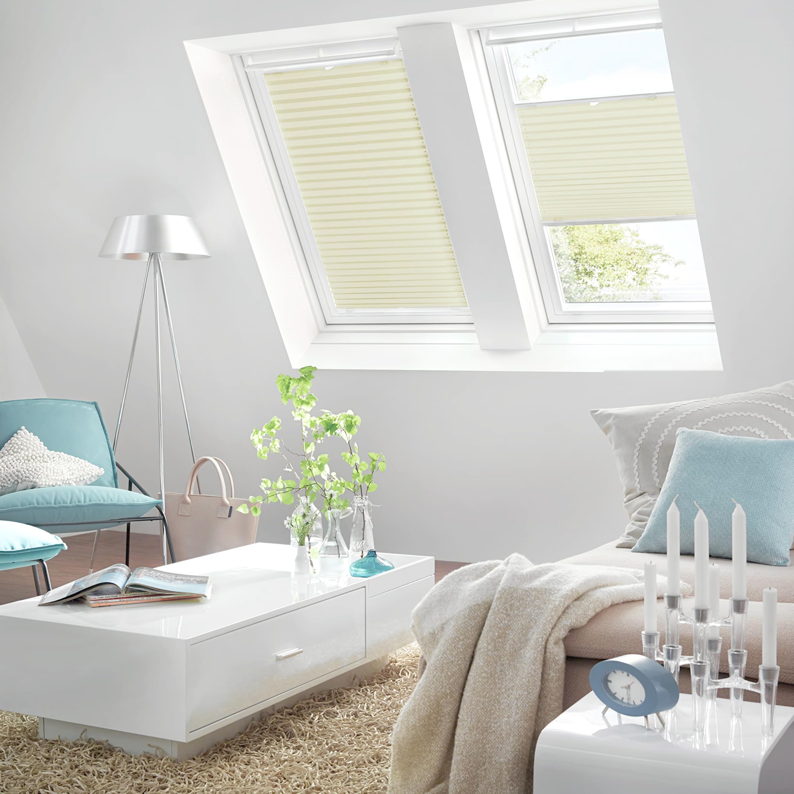 BLINDECOR Store plié translucide sans perçage pour fenêtre Polyester 100 x 140 cm 602 Beige