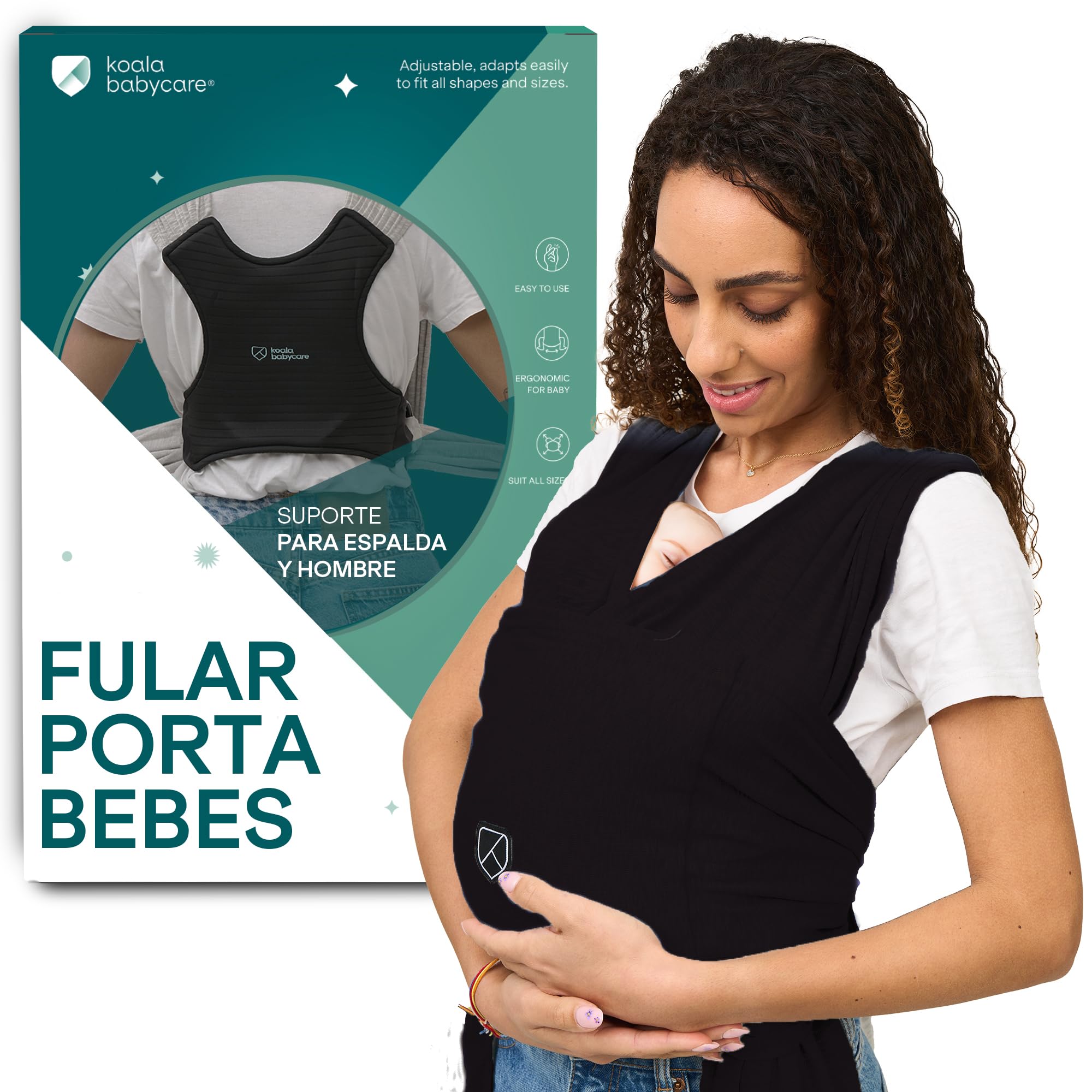 Koala Babycare - Fular Portabebés elastico fácil de usar y colocar, unisex ajustable, mochila multiusos apropiada hasta…