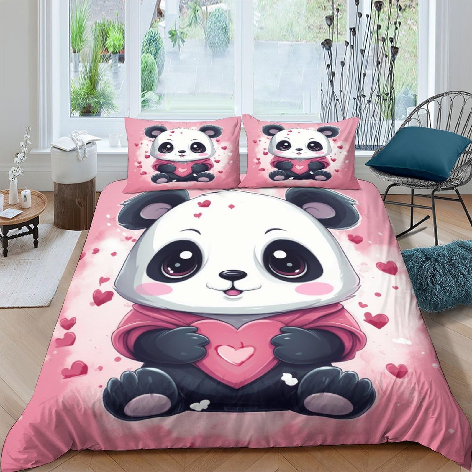 Parure de lit panda microfibre haut de gamme avec housse 200x200