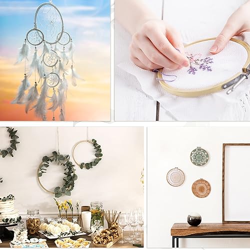 Miniatura 7 de Aoibrloy Juego de 5 aros de bordado, 5 tamaños de aro de punto de cruz de bambú, anillo de bordado circular de 5 a 10 pulgadas para bordado, punto