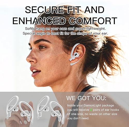 Miniatura 3 de Ganchos para los oídos para AirPods Pro 3 y AirPods 4 DamonLight 2 pares de ganchos para los oídos, antideslizantes y cómodos, diseño ergonómico,