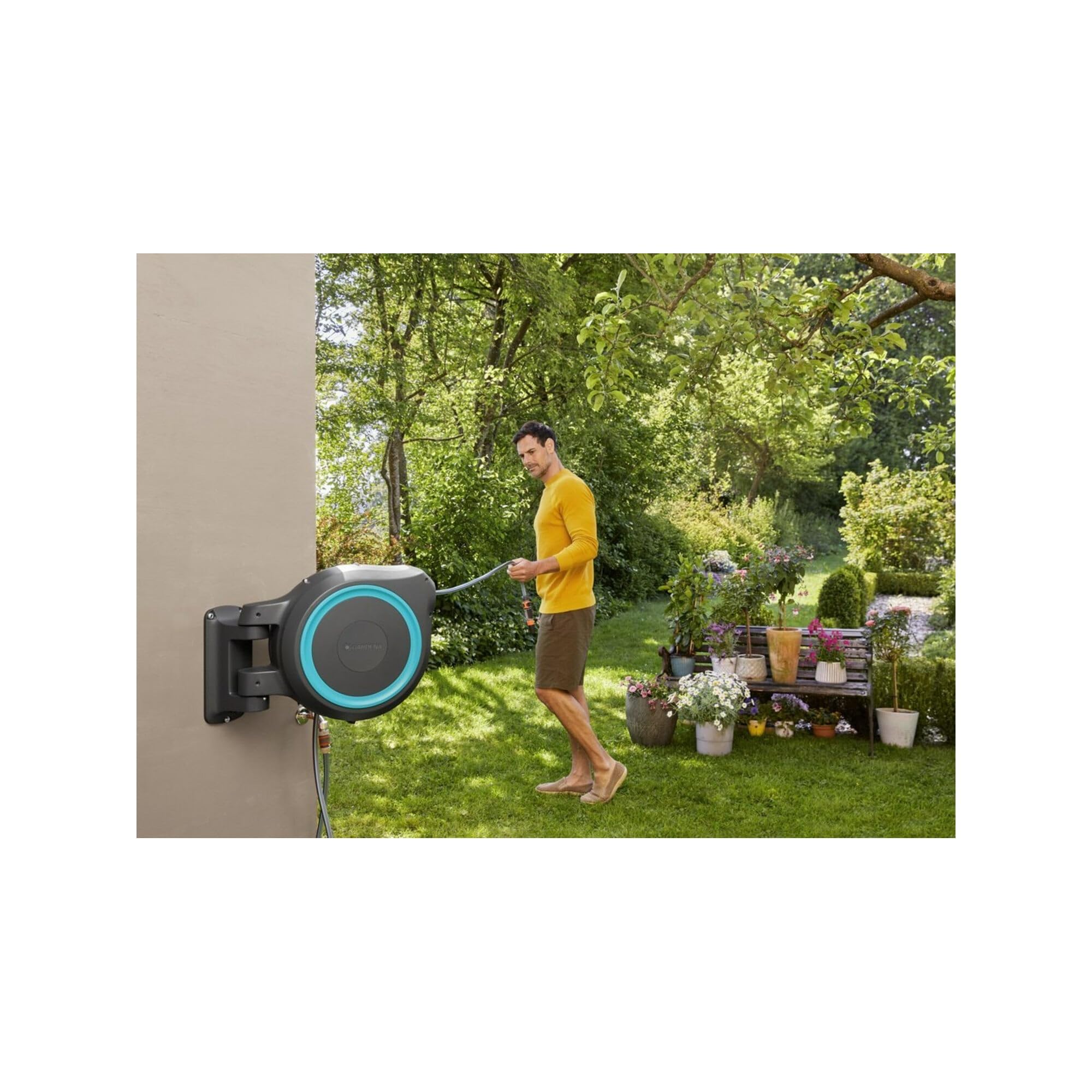 Gardena Wand-Schlauchbox türkis RollUp XL 35 m Multibrause 18313