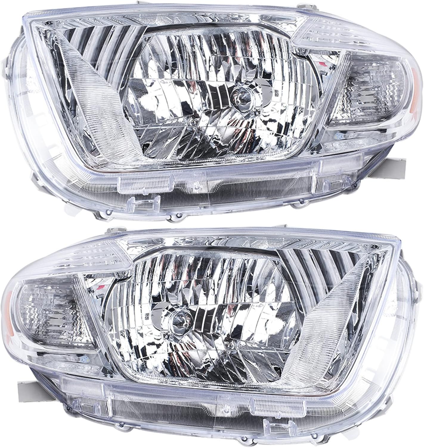 TO2502176 TO2503176 Clear Lens Driver & Passenger Side Chrome Halogen Headlight Assembly Replacement for 2008-2010 Highlander