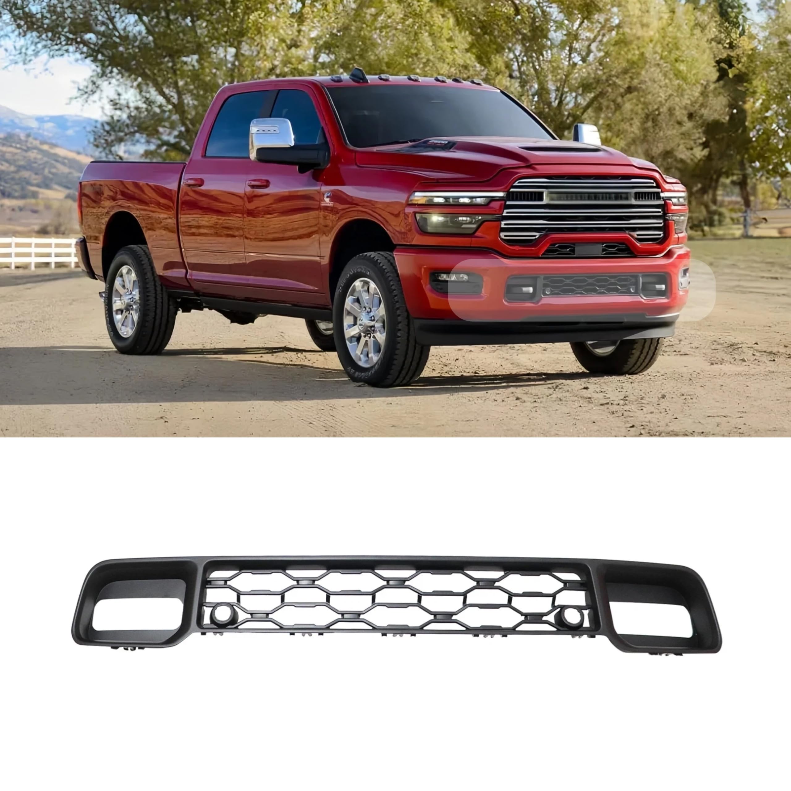 Front Lower Bumper Cover Grille for Ram 2500 3500 2019-2024, 68384294AA Body Kit Black Plastic 1PC Front Lower Bumper Cover Grille