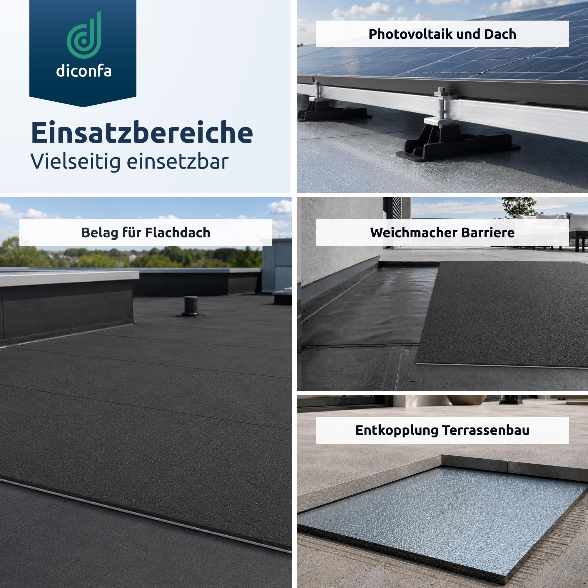 diconfa Bautenschutzmatte ALU KASCHIERT 1000mm 100cm 1m BREIT - Dicke: 3 bis 10mm LÄNGE: 0,05 bis 10m - 1,6m 160cm lang, 6mm stark - Gummimatte Aluminium beschichtet Gummigranulat Gummiregenerat