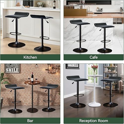 Miniatura 26 de Vogue Furniture Direct Juego de 2 taburetes de bar ajustables, modernos taburetes de bar giratorios de piel sintética para elevador de aire, silla