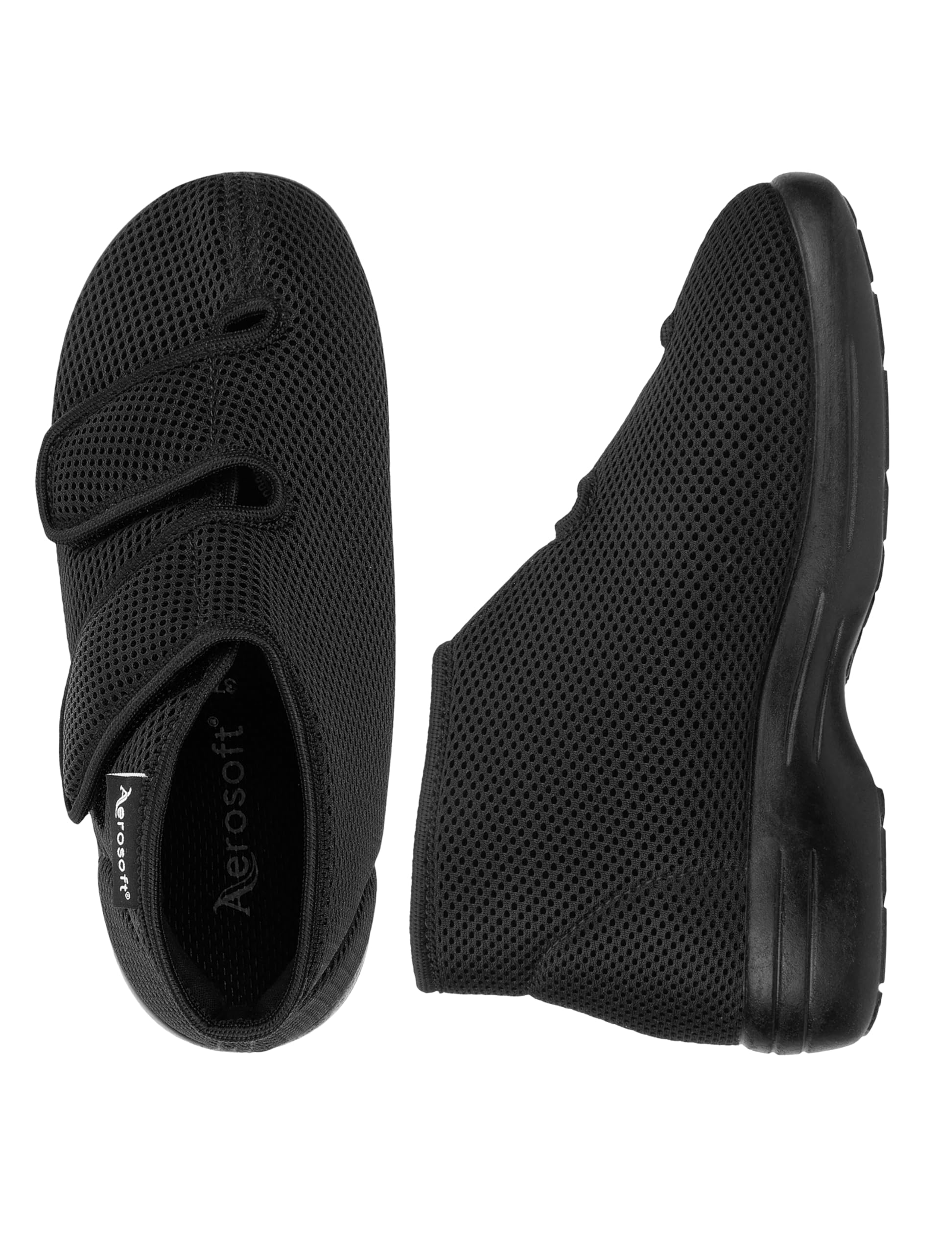 Aerosoft Reha-Stiefel Stretch 21 für Damen und Herren mit Klettverschluss | Weit öffnender, leichter Klett-Hausschuh mit Stretchmaterial, atmungsaktiv, weicher Dämpfung und rutschhemmender Sohle.