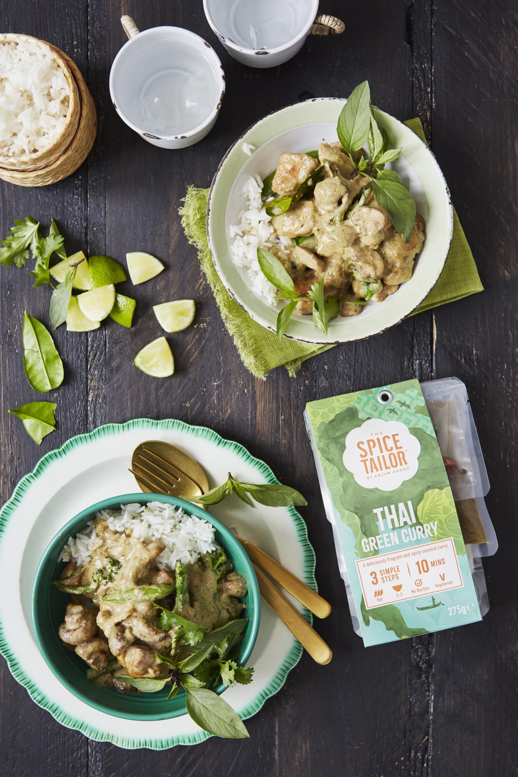 The Spice Tailor - Kit de comida de salsa de curry asiático, curry verde tailandés, paquete de 5, vegetariano
