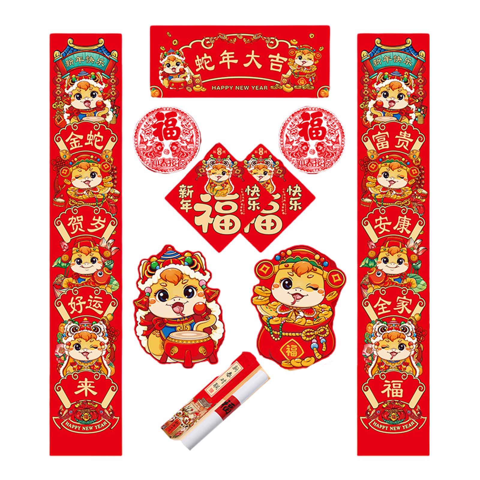 Hsioluted Celebrate 2025 Snake Year with Spring Festival Couplets Set with Box for Gifting and Decorating Homes or Offices Paper Couplets