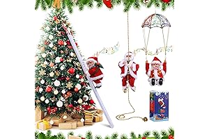 Musical Climbing Santa Claus Decoration with Rope Ladder and Parachute