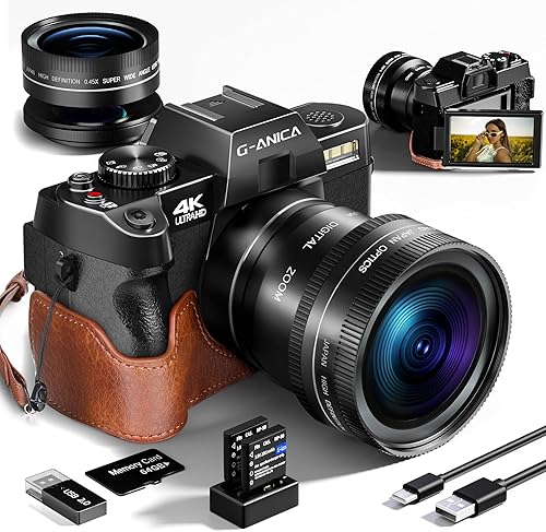 Cámara digital, cámaras de 48 MP para fotografía con WiFi y control de aplicaciones, cámara de vlogging 4K para YouTube con bolsa, cámara compacta,