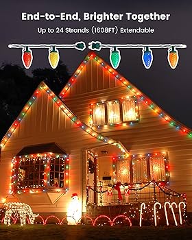 SURAIELEC Roof Christmas Lights, 67 FT 100 LED C9 Multi