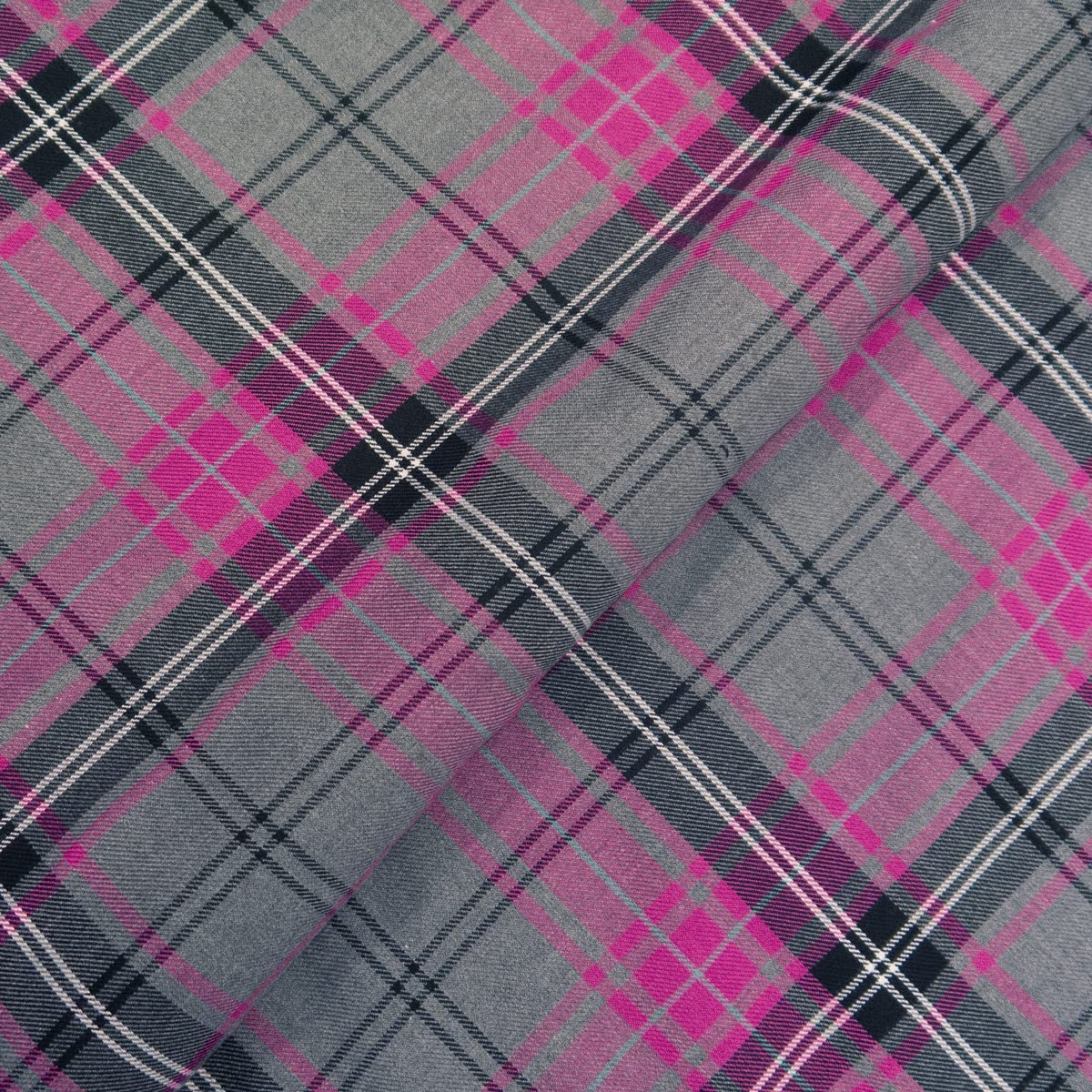 Quality Plaid Check Polyviscose Tartan Fabric 58" Wide (Grey Pink D52, Fat Quarter)