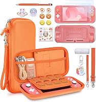 innoAura 17 az 1-ben Nintendo Switch Lite Tok Szett - Hordozható Táska, Játék Tárolás, Védőfólia, Állvány, Joystick Sapka Narancs 1