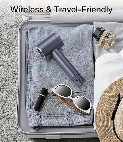 Vista 5 de 15000mAh Cordless Hair Dryer Rechargeable with Digital Screen, Travel Hair Dryer with Magnetic Nozzle, 4 Mode Portable Hair Blow Dryers for Women