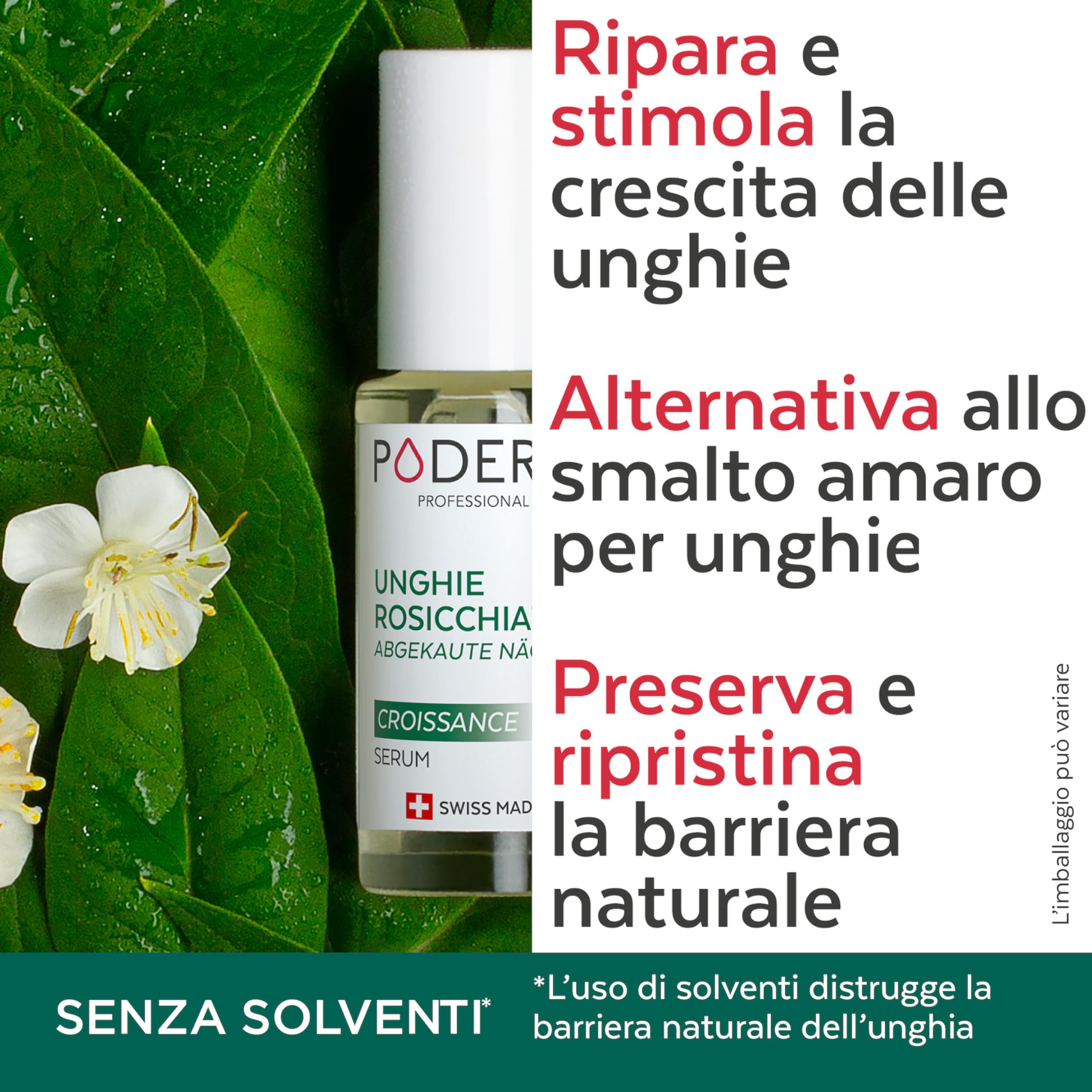 PODERM - STOP UNGHIE MANGIATE - Alternativa Smalto amaro Bambini e Adulti - Siero Riparatore Anti Stress 100% Naturale - Attiva la ricrescita - Prodotto in Svizzera