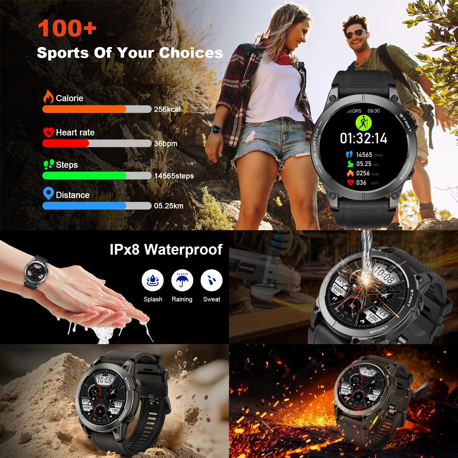Smart Watch for Men Fitness Tracker GPS: Military Smart Watches for Android/iPhone GPS Watch 1.43" AMOLED Make Answer Call Running Digital Mens Watches Samsung Compatible Step Tracker Heart Monitor 5 814SC0WuHmL. AC SL1500