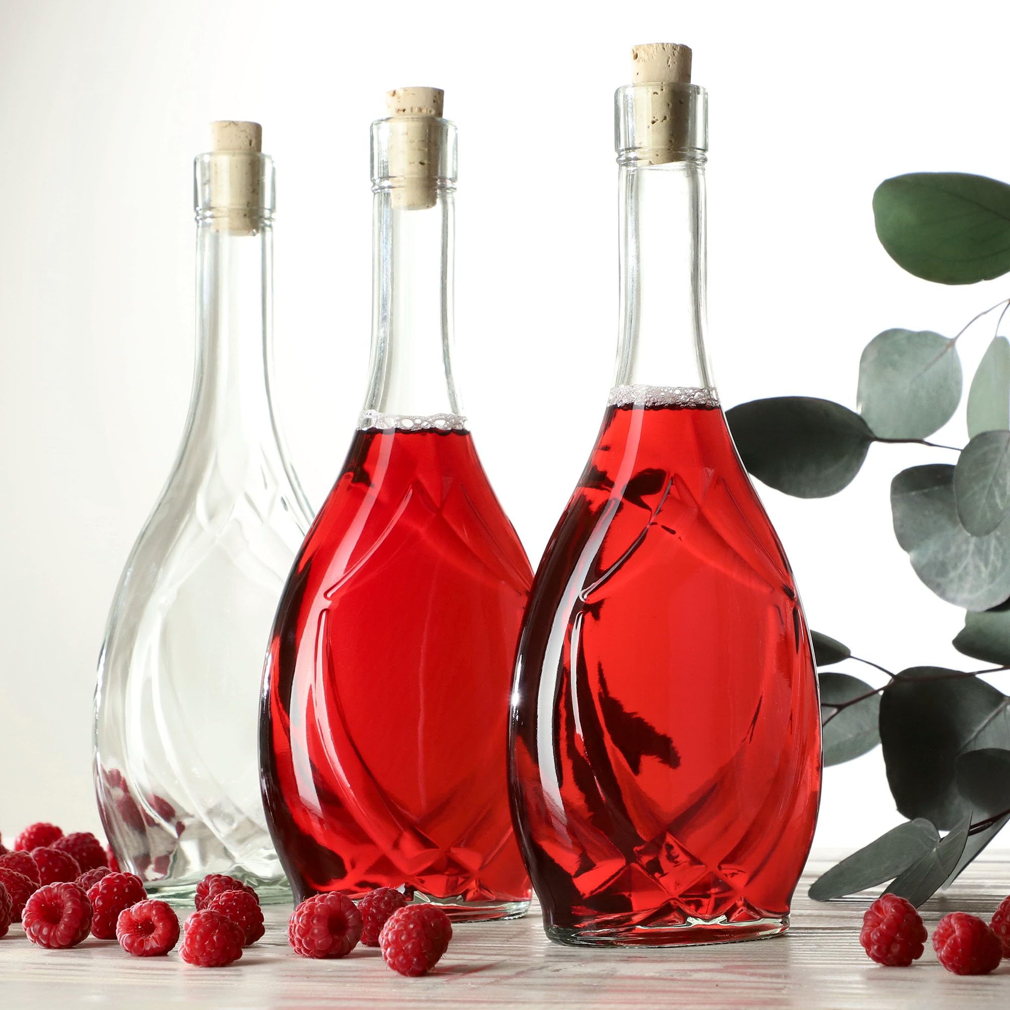KADAX Lot de 9 Bouteilles en Verre 500ml avec Bouchon en liège – Bouteilles vides à remplir pour Liqueur, schnaps, Huile et vinaigre, idéales pour Cadeaux et Faire Maison