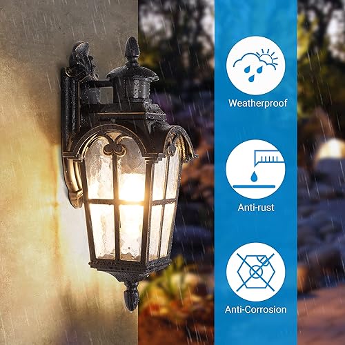 Vista 5 de DEWENWILS Paquete de 3 luces de pared para exteriores con sensor de movimiento