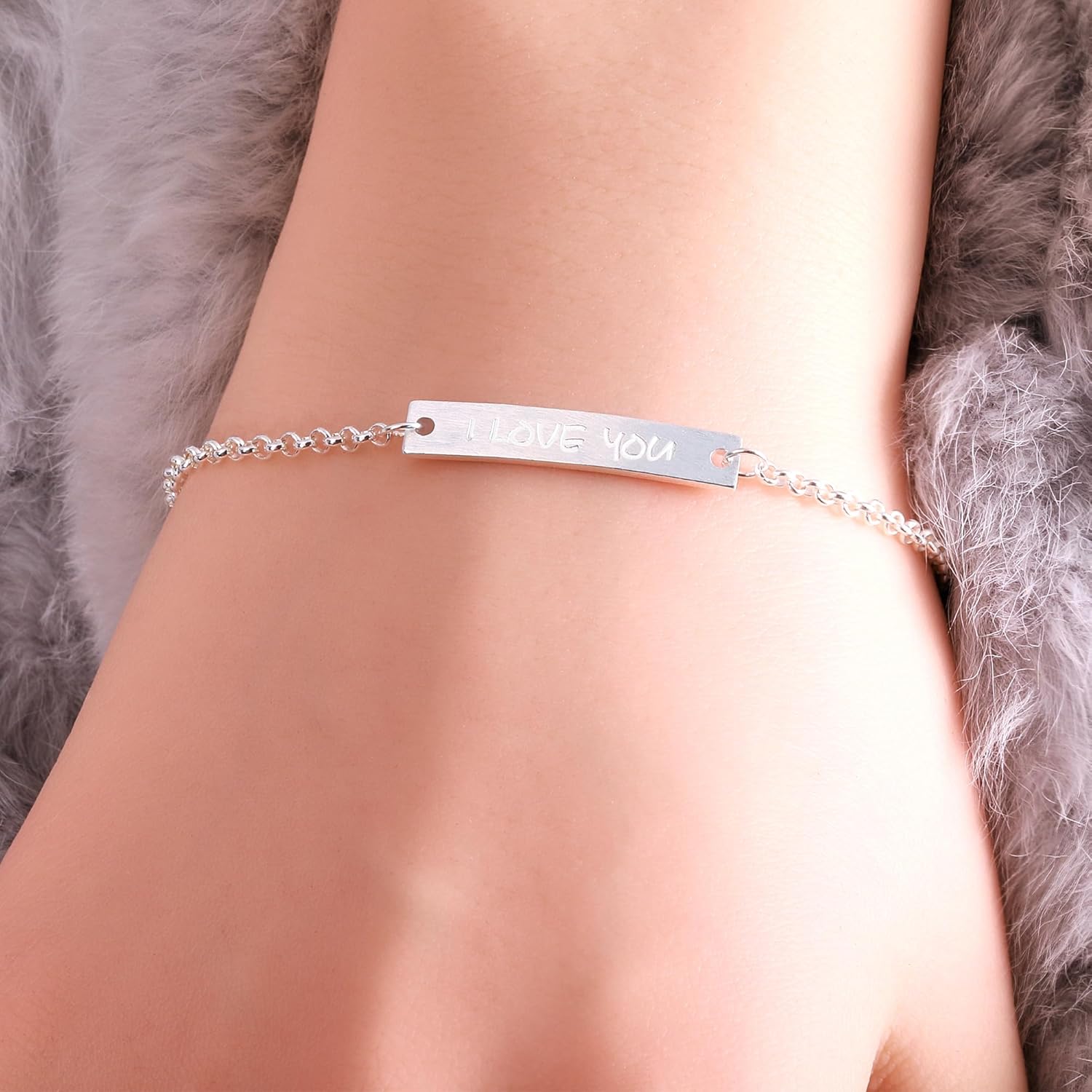 I Love You Bracelet for Women, 925 Sterling Silver Inspirational Love Jewelry, Meaningful Gift for Her