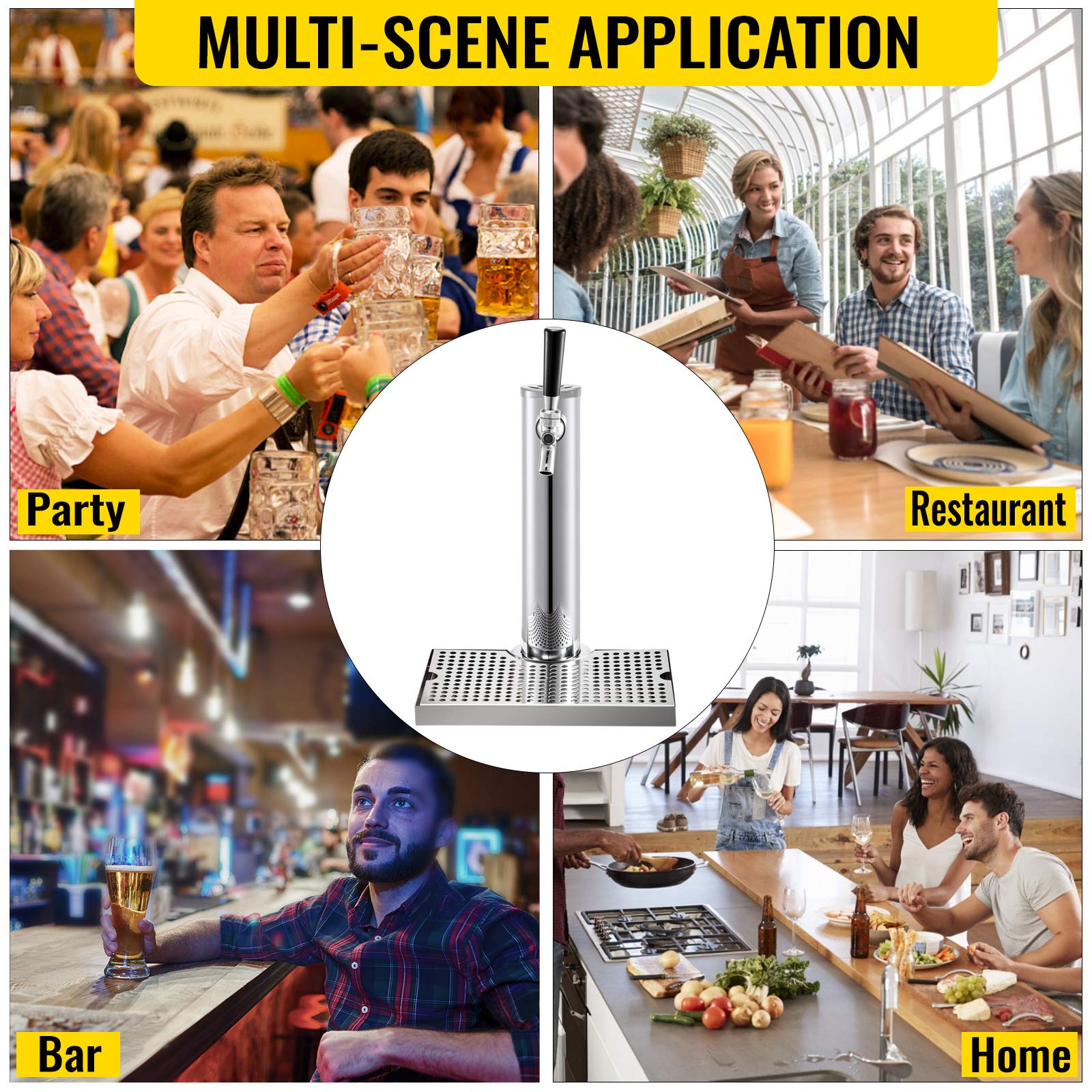 VEVOR Kegerator Tower Kit, Single Tap Beer Conversion Kit, No Tank Keg
