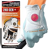 Vista 25 de Copper Tech Plus Ladies Golf Gloves Women (2nd Gen) Copper Compression Joint Support with Flexible & Comfortable Fit Tacky Silicone Pad