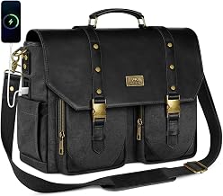 Bolso bandolera vintage para mujer, maletín grande para portátil de 15,6 pulgadas | Bolso para computadora de cuero PU, puerto de carga USB, bolsillo húmedo, bolsillo con bloqueo RFID, bolso de trabajo tipo bandolera, gris-negro